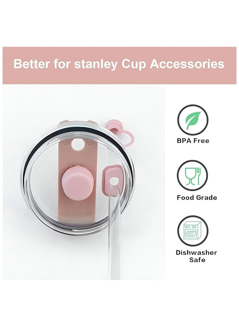 ZIMNEST - 6pcs Silicone Spill Stopper Set,Compatible with Stanley Cup1.0&2.0 40oz/ 30oz,Tumbler Accessories,Including Straw Cover Cap,Square Spill Stopper and Round Leak Stopper (Pink（6pcs）) - Image 1