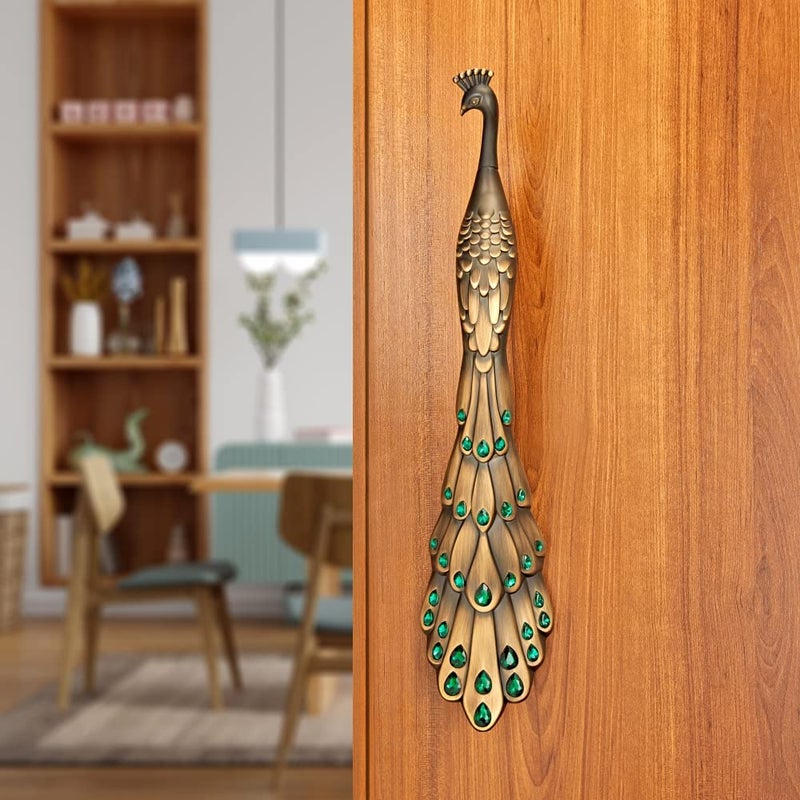 LAPO Peacock Door Handles for Main Door Wooden Glass Door PullPush Handle for All Door of Home Office HotelsHole to Hole Size 250 mmLeft Side Antique Finish 3 Years Warranty - Image 1