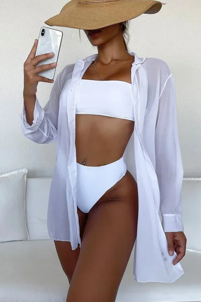 Angelsin Chiffon Shirt Beach Dress Pareo Kimono Kaftan