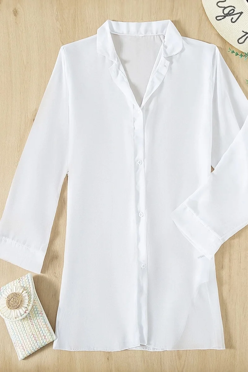 Angelsin Chiffon Shirt Beach Dress Pareo Kimono Kaftan