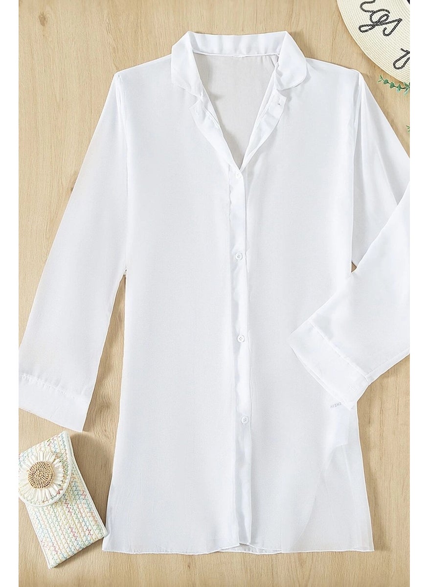 Angelsin Chiffon Shirt Beach Dress Pareo Kimono Kaftan  - Image 5