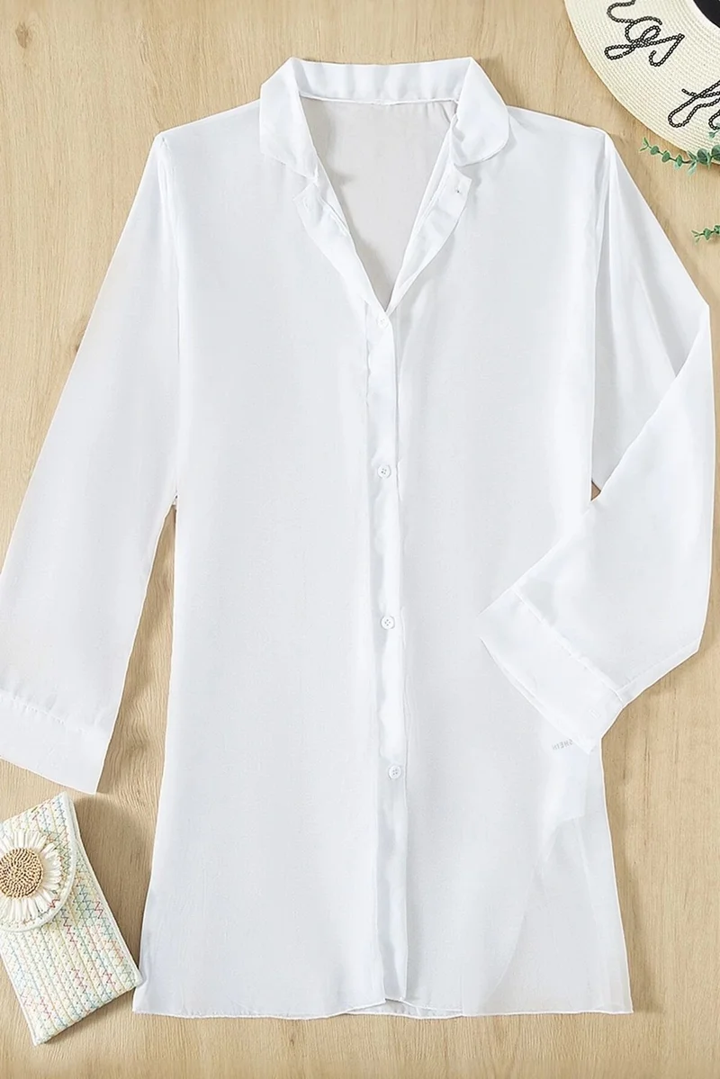 Angelsin Chiffon Shirt Beach Dress Pareo Kimono Kaftan
