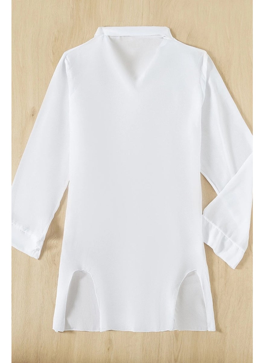 Angelsin Chiffon Shirt Beach Dress Pareo Kimono Kaftan  - Image 4