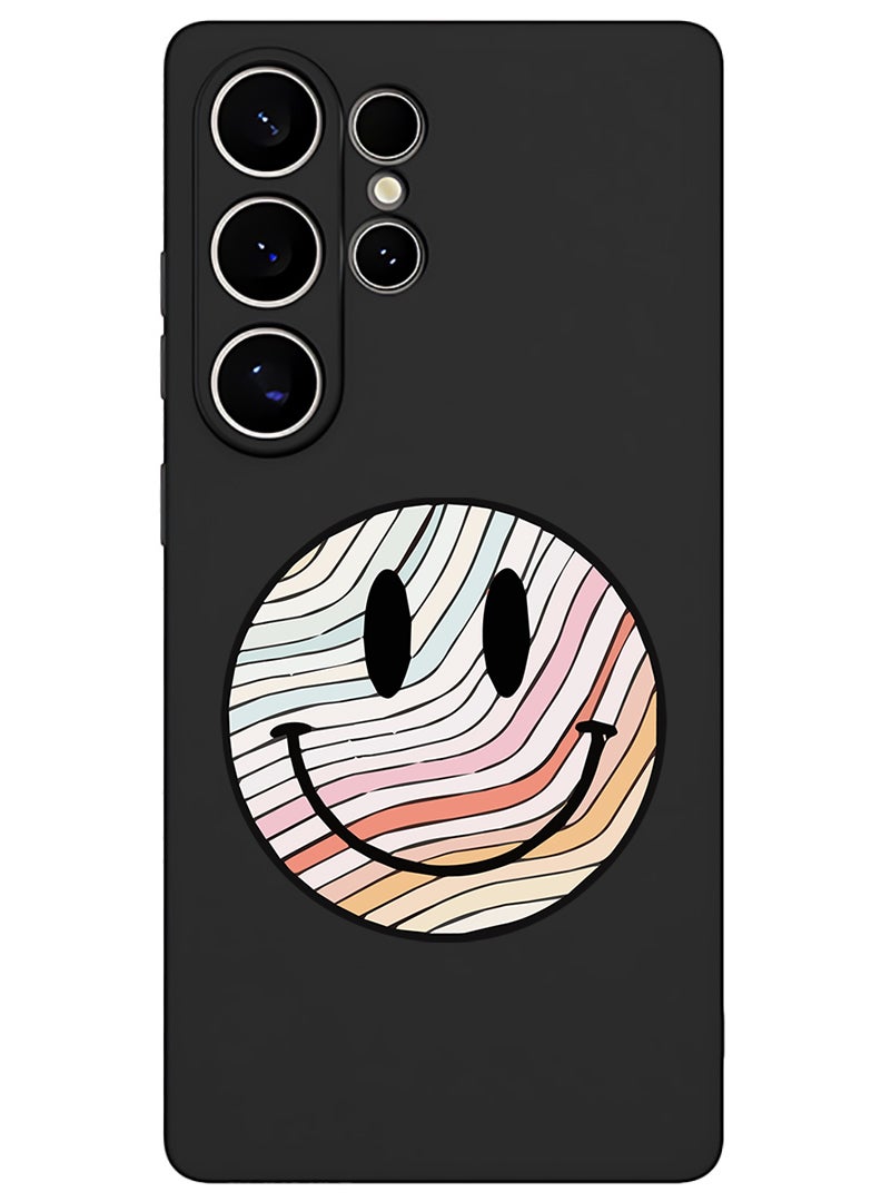 Theodor Protective Slim Fit Case Liquid Silicone Cover with Full Body Protection Anti-Scratch Shockproof Case For Samsung Galaxy S25 Ultra (Black) - Smiley - Image 1