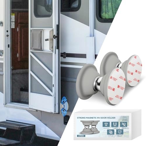 EJYTRVT RV Door Holder RV Magnetic Door Catch for Outside Door Strong Magnet Camper Door Holders to Keep Door Open Baggage Door Latch for RV Trailer Motor Home Cargo Trailer 2 Pack Gray - Image 1