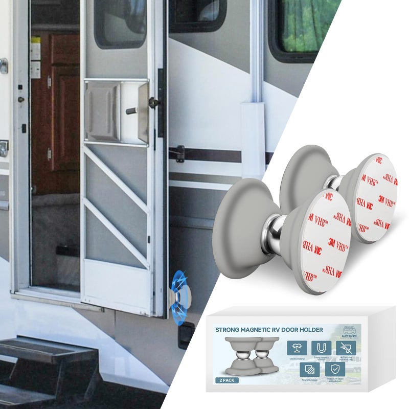 EJYTRVT RV Door Holder RV Magnetic Door Catch for Outside Door Strong Magnet Camper Door Holders to Keep Door Open Baggage Door Latch for RV Trailer Motor Home Cargo Trailer 2 Pack Gray - Image 3