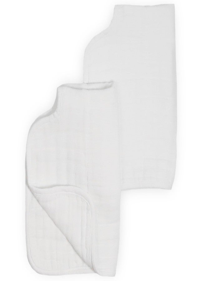 Little Unicorn 100% Natural Organic Cotton Burp Cloth 2 Pack | Ultra-Absorbent & Soft Muslin Fabric | Larger Size & Ergonomic Design (White + White) - Image 2