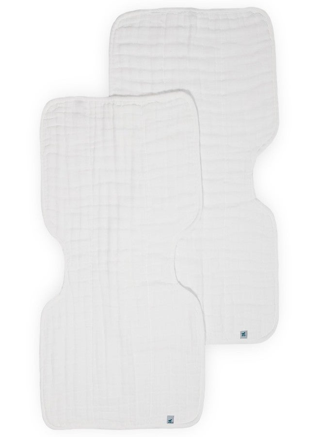 Little Unicorn 100% Natural Organic Cotton Burp Cloth 2 Pack | Ultra-Absorbent & Soft Muslin Fabric | Larger Size & Ergonomic Design (White + White) - Image 1