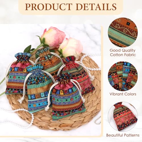 kilofly 12 pc Egyptian Jewelry Bag Aztec Print Drawstring Coin Purse Gift Pouch - Image 3