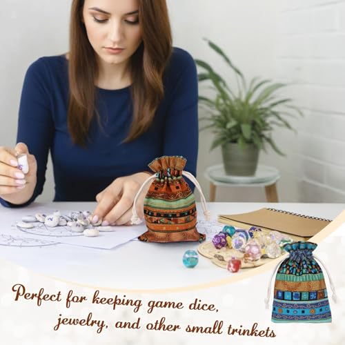 kilofly 12 pc Egyptian Jewelry Bag Aztec Print Drawstring Coin Purse Gift Pouch - Image 5