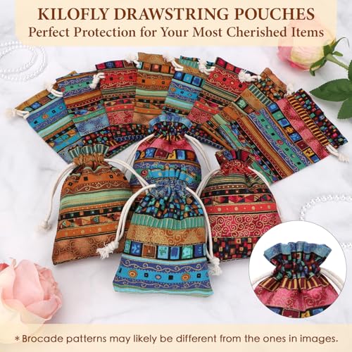 kilofly 12 pc Egyptian Jewelry Bag Aztec Print Drawstring Coin Purse Gift Pouch - Image 4
