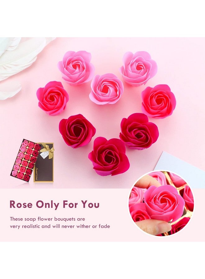 جيالي صابون استحمام برائحة الزهور بتلات زهور الورد، مجموعة صابون الورد من JIALEEY بزيت أساسي نباتي، صابون للضيوف على شكل بتلات، أفضل أفكار الهدايا لها وللنساء والمراهقات والفتيات والأمهات وأعياد الميلاد، 18 قطعة باللون الوردي - Image 3