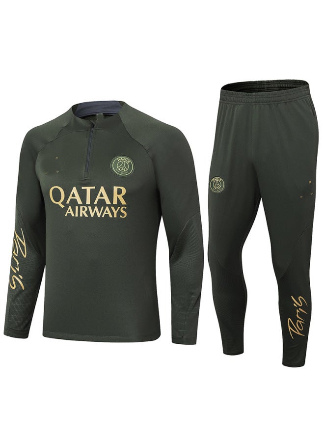 2122 Season Paris Inn Adult And Children Half-zip Football Training Suit Outfit Uniform Fan Version