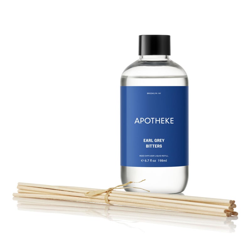 Apotheke Luxury Scented Oil Reed Diffuser Liquid Refill (Earl Grey Bitters) - Premium Home Fragrance Diffuser Refill Set with Sticks - Image 1