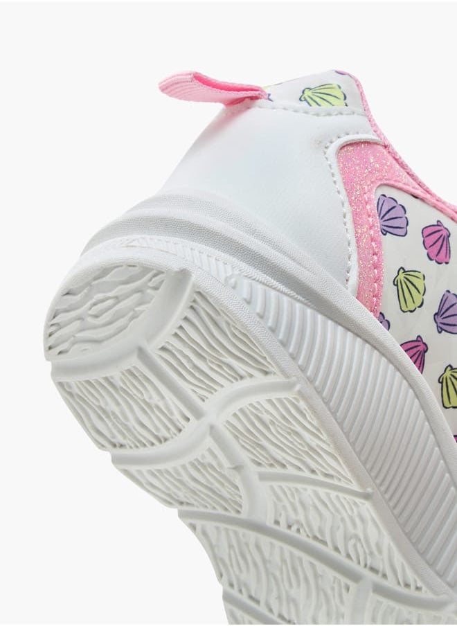 Disney Girls Minnie Mouse Print Light-Up Sneakers with Hook and Loop Closure  - Image 5