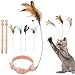 Sumind 6 Pcs Cat Collar Toy Attached with Feather Funny Interactive Cat Stick Wand Toys with Bell Adjustable Fun Kitten Teaser for Indoor Kittens and Small Animals Exercise Training - Image 3