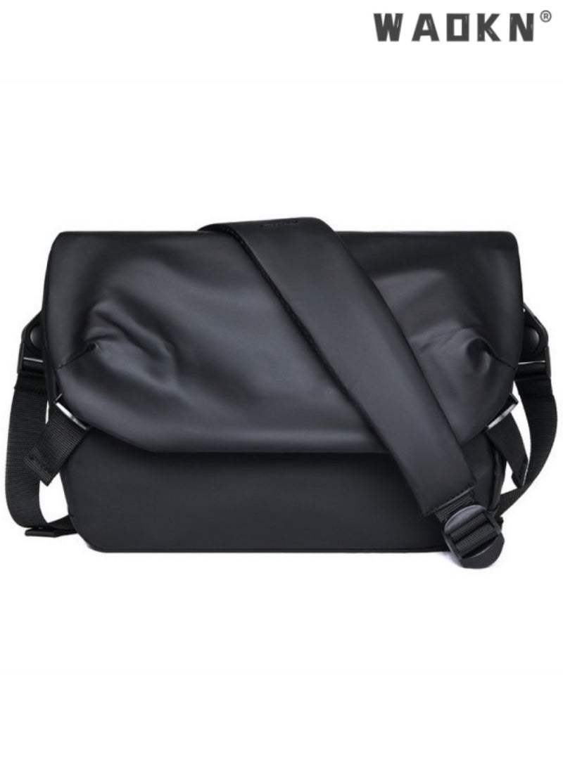WAOKN Men's Large-capacity Waterproof Shoulder Bag, Adult Casual Crossbody Bag Sling Bag Messenger Bag, Teenager Outdoor Sports Cycling Bag Carrying Bag Trolley Bag Travel Bag (Black) - Image 1