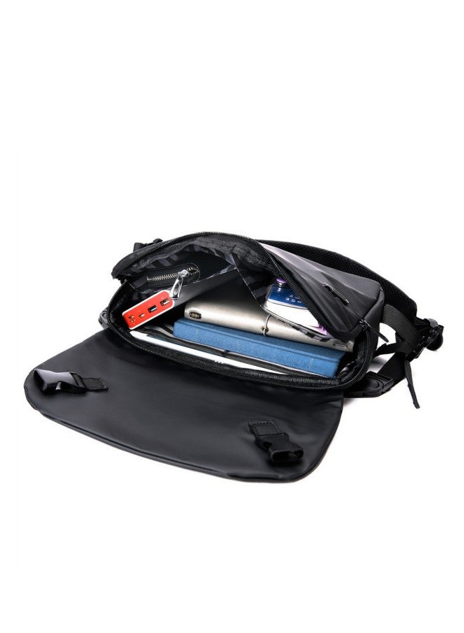 WAOKN Men's Large-capacity Waterproof Shoulder Bag, Adult Casual Crossbody Bag Sling Bag Messenger Bag, Teenager Outdoor Sports Cycling Bag Carrying Bag Trolley Bag Travel Bag (Black) - Image 4
