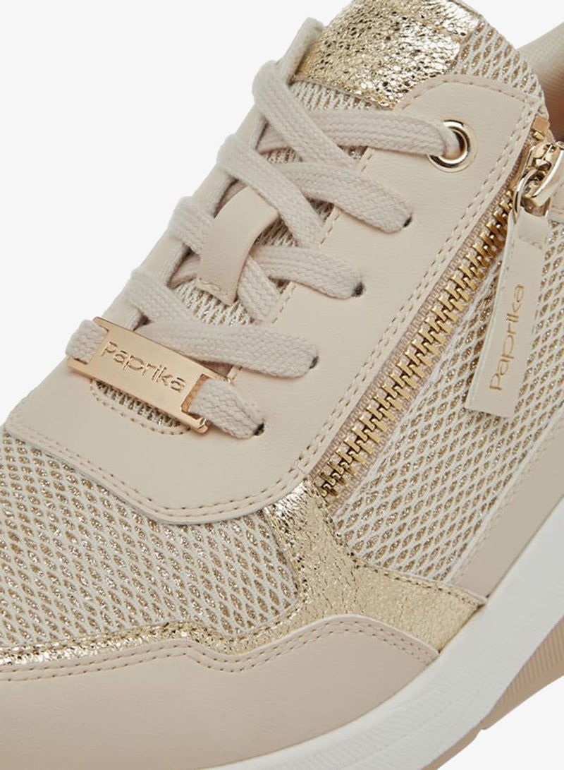 Paprika Women's Panelled Ankle Sneakers with Lace-Up Closure Ramadan Collection - Image 4