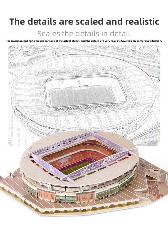 3D 3D Puzzle Paper Puzzle Fans Souvenir Manchester United Stadium Building Model Toy-Color:168-A10 Emirates Stadium - Image 5