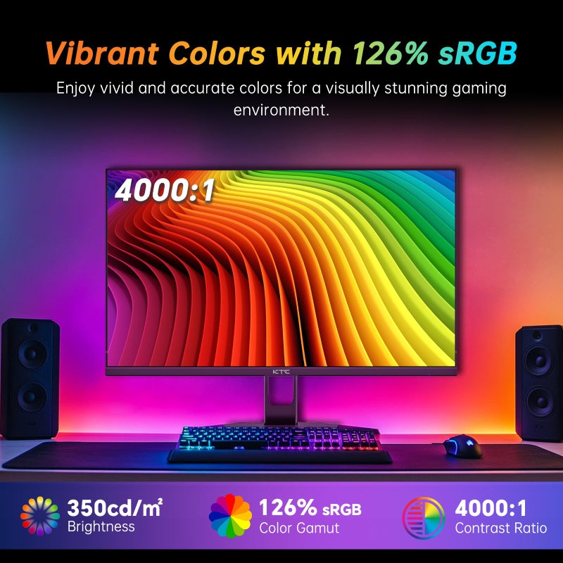 KTC 27 Inch 280Hz Gaming Monitor, FHD 1080P 240Hz PC Computer Monitor, Fast VA Panel, 1ms GTG, FreeSync G-Sync Compatible, HDR Support, 126% sRGB, HDMI and Displayport Inputs, H27E22P - Image 5