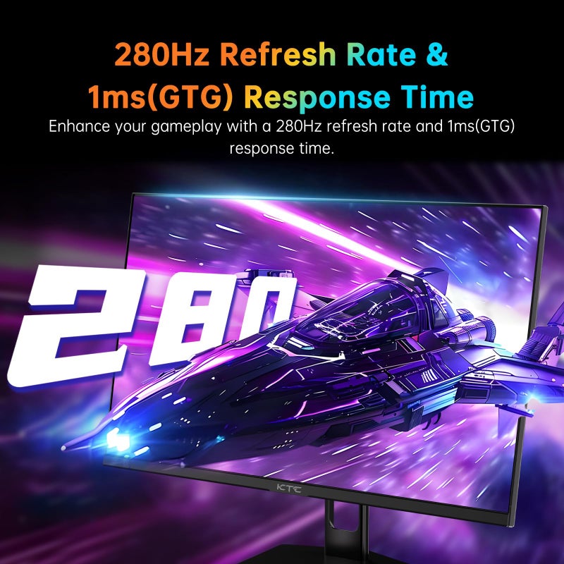 KTC 27 Inch 280Hz Gaming Monitor, FHD 1080P 240Hz PC Computer Monitor, Fast VA Panel, 1ms GTG, FreeSync G-Sync Compatible, HDR Support, 126% sRGB, HDMI and Displayport Inputs, H27E22P - Image 3