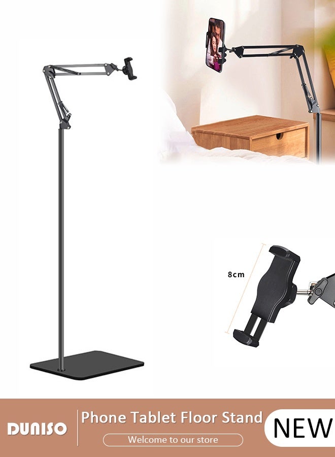 DUNISO Tablet Floor Stand with Stable Base Foldable 360 Degree Rotatable Adjustable Arm Stretchable Phone Stand for iPad/iPhoneX/iPad Pro or Other Devices - Image 1