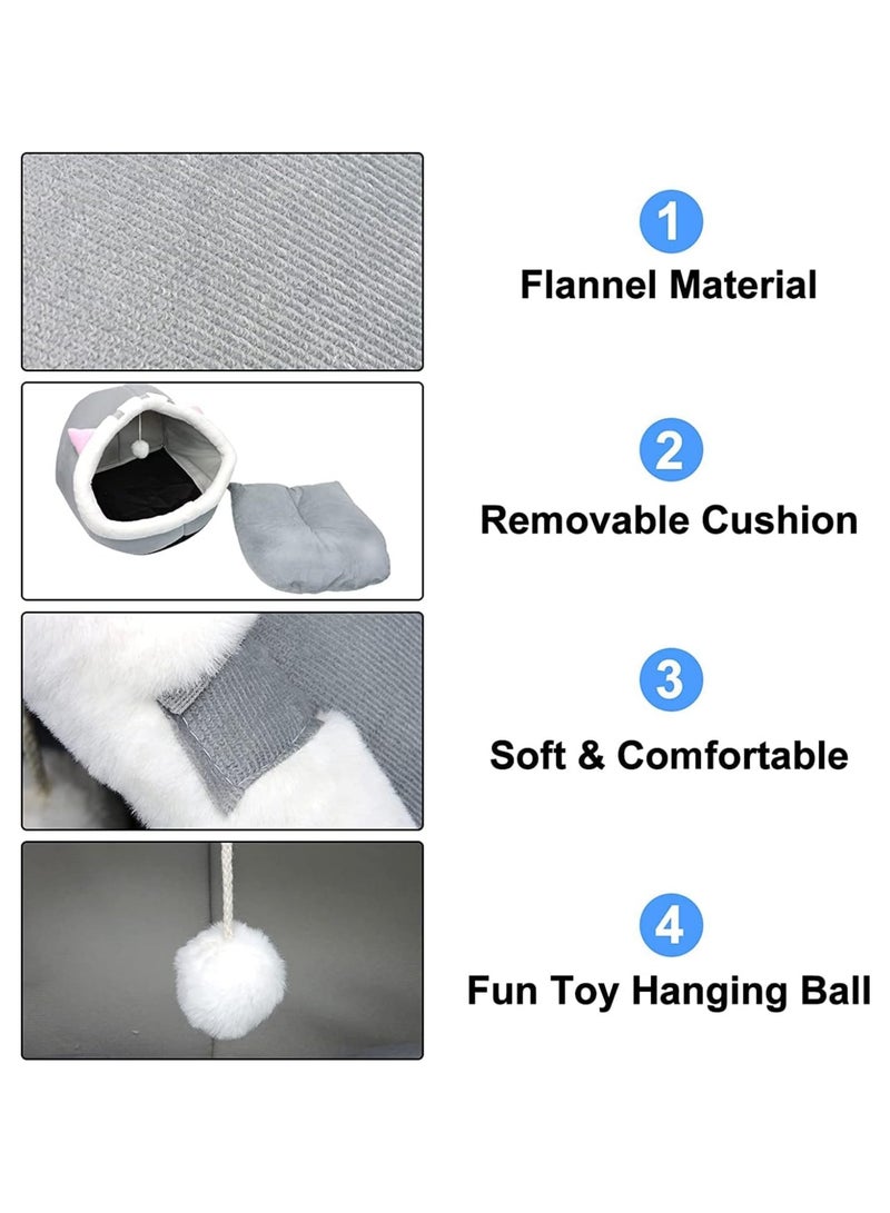 عام سرير القطط الداخلي، سرير القطط الصغير للكلاب، سرير قطة نصف مغلق مع كرات مبطنة مساحة حمام كبيرة للقطط سرير قطط لطيف ومريح مع ألواح قابلة للغسل والفصل - Image 3