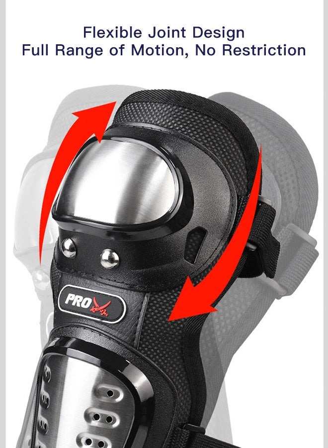 4-Piece Motorcycle Protective Gear Set, Knee & Elbow Guards, Adjustable Hard Shell Protectors for Motocross, Cycling, Skating & Outdoor Sports - Image 2