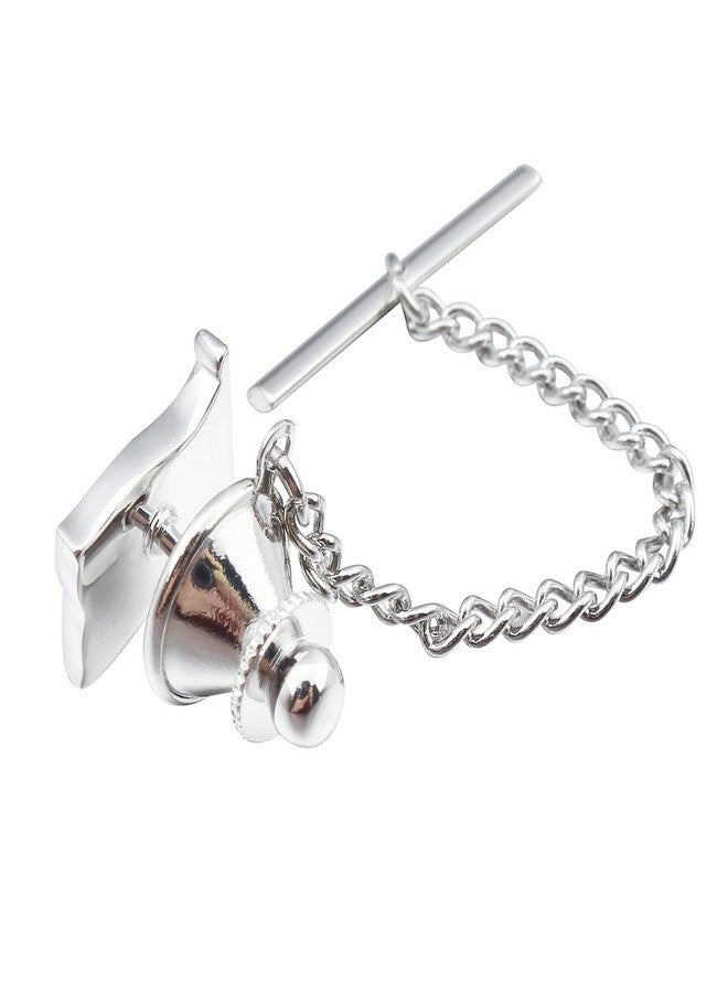 HAWSON American Flag Tie Tack with Chain Silver Tone Tie Pin Mens Accessories - Image 3