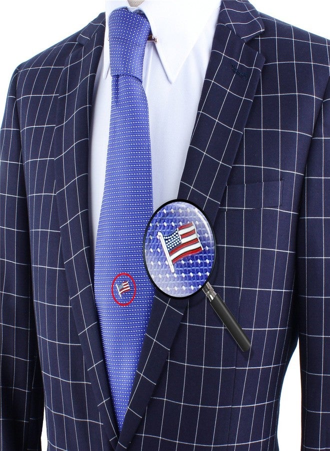 HAWSON American Flag Tie Tack with Chain Silver Tone Tie Pin Mens Accessories - Image 4