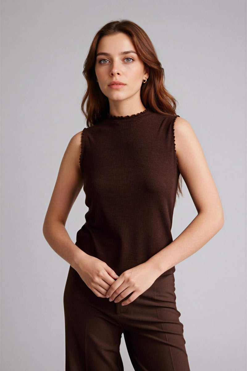 DeFacto Slim Fit Camisole Half Turtleneck Short Sleeve Tunic - Image 3
