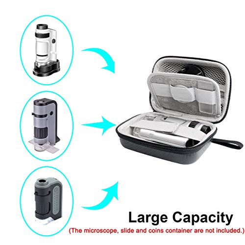 Jiusion Hard Case for Carson MicroBrite Plus Pocket Microscope (MM-300 or MM-300MU) and MicroFlip (MP-250 or MP-250MU) Travel Storage Carrying Include Carabiner and Strap - Image 2
