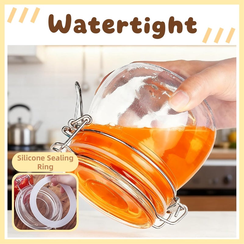 MEETOZ Clip Top Glass Jars - 500ml - 6 Pack,Clear Airtight Glass Storage,Reusable Mason Jar with,Perfect for Dry Food, Coffee Beans & Tea Bags | Kitchen Preserving & Spice Containers - Image 3
