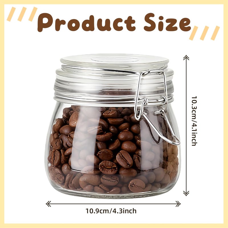 MEETOZ Clip Top Glass Jars - 500ml - 6 Pack,Clear Airtight Glass Storage,Reusable Mason Jar with,Perfect for Dry Food, Coffee Beans & Tea Bags | Kitchen Preserving & Spice Containers - Image 2