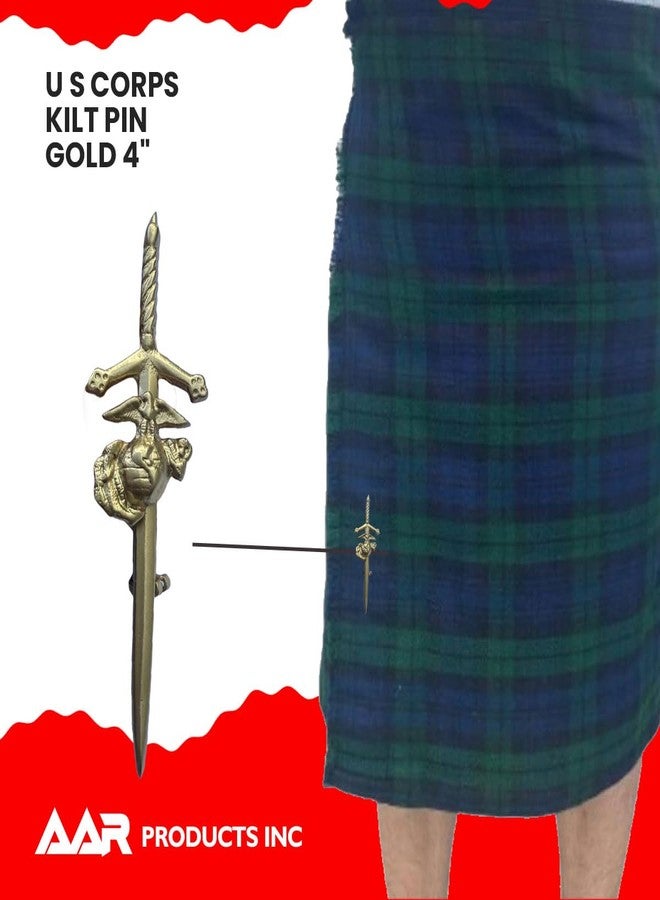 AAR US Corps Kilt Pin with Chrome, Antique & Gold Finish (Gold Finish) - Image 5