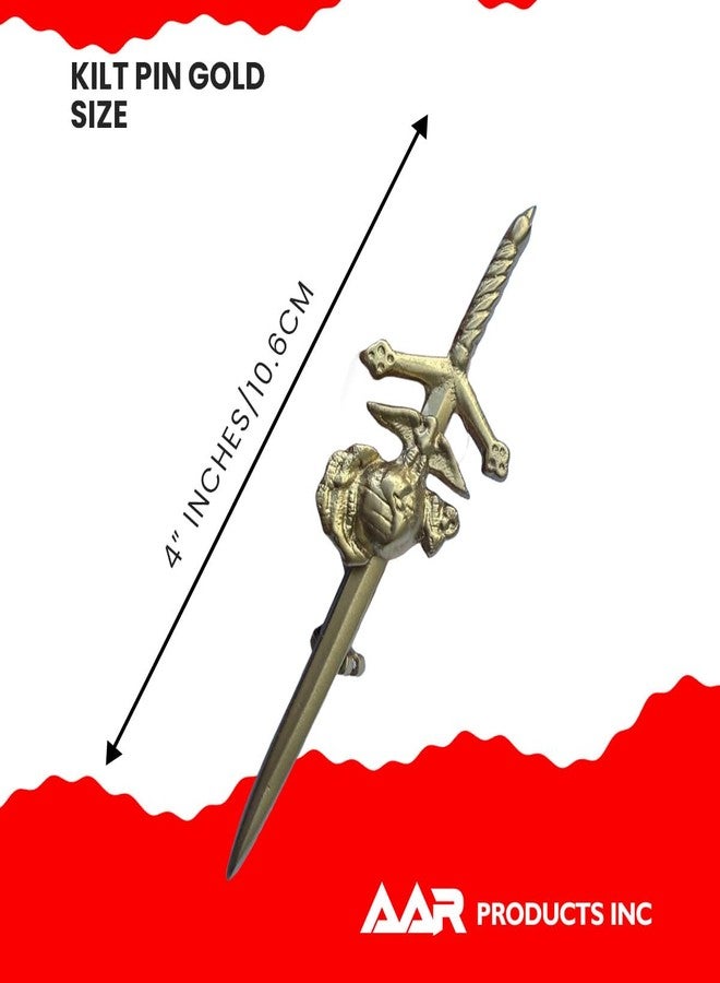 AAR US Corps Kilt Pin with Chrome, Antique & Gold Finish (Gold Finish) - Image 3
