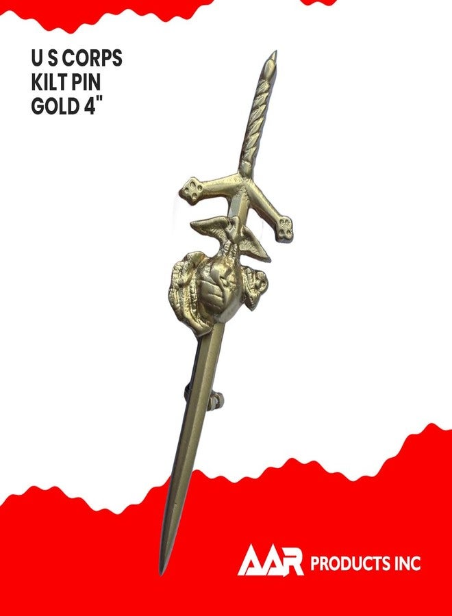 AAR US Corps Kilt Pin with Chrome, Antique & Gold Finish (Gold Finish) - Image 4