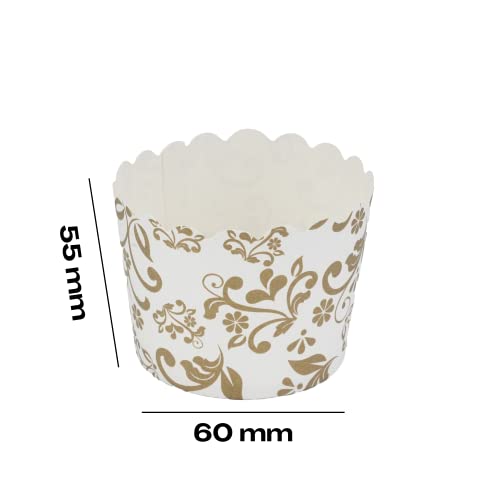 Esslly Muffin Paper Cup | Baking Cup Cake Mould - Disposable | Set of 100 | 60 Grams Capacity | Gold Floret | Greaseproof, High-Temperature Resistant, Standalone Design. - Image 4