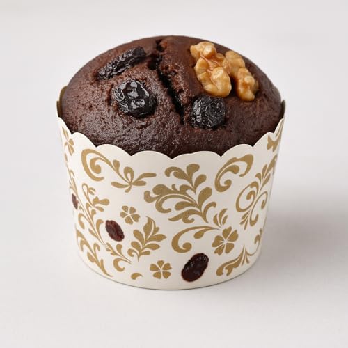 Esslly Muffin Paper Cup | Baking Cup Cake Mould - Disposable | Set of 100 | 60 Grams Capacity | Gold Floret | Greaseproof, High-Temperature Resistant, Standalone Design. - Image 3