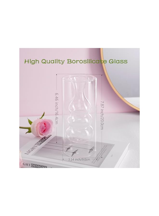 The Bros مزهرية زهور زجاجية شفافة على شكل فقاعات، مزهرية زجاجية حديثة مصنوعة يدويًا ومجوفة للزينة في حفلات الزفاف، ديكور منزلي لباقة صغيرة. - Image 2
