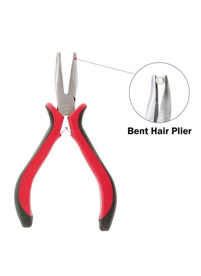 Business King - Hair Extension Tool Kit, Bead Device Tool, Silicone Lined Links Beads, Curved Hair Plier, for Tinsel and Feather Hair Extensions or Removal (Beige) - Image 1