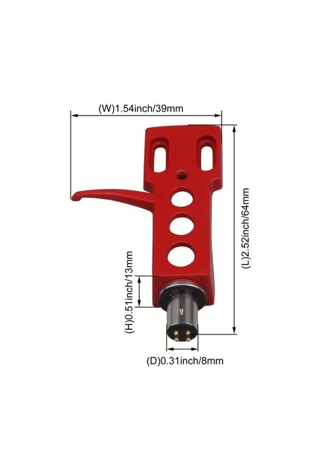 Red Vinyl Record Player Cartridge Adjustable Tonearm Metal Construction - Image 3