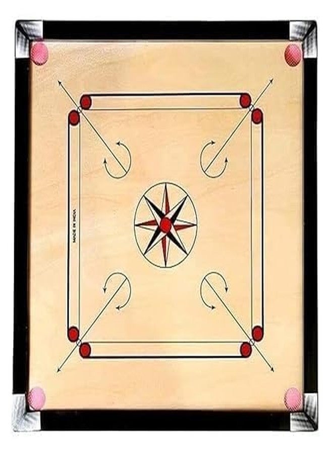 SMT Superior Matte Finish Practice Carrom Board for Serious Professional Practice with Coins Striker and Powder New (32 INCH MHKL, Beige) - Image 2