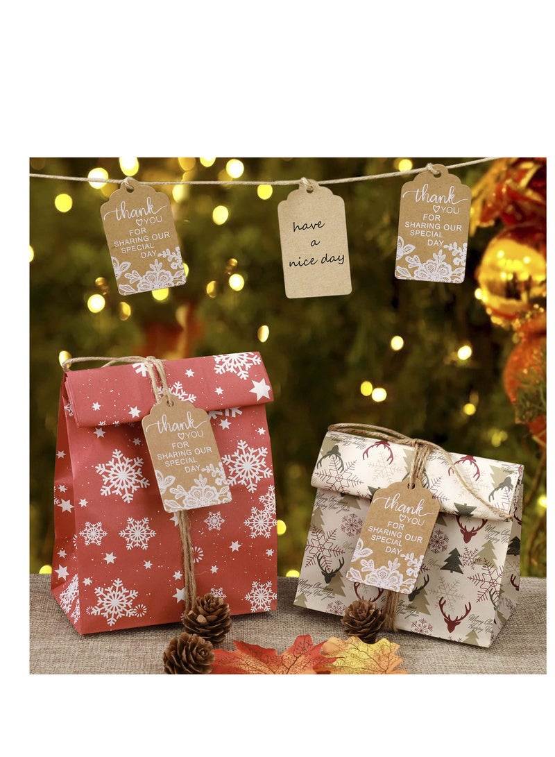 Excefore 100 Pcs Kraft Gift Paper Tags, White Lace Print Hang Tag with 40 Meters Hemp Rope, Thank You for Sharing Our Special Day" Rectangle Brown Tags, Suitable for Gifts Wrapping, Craft Project - Image 2
