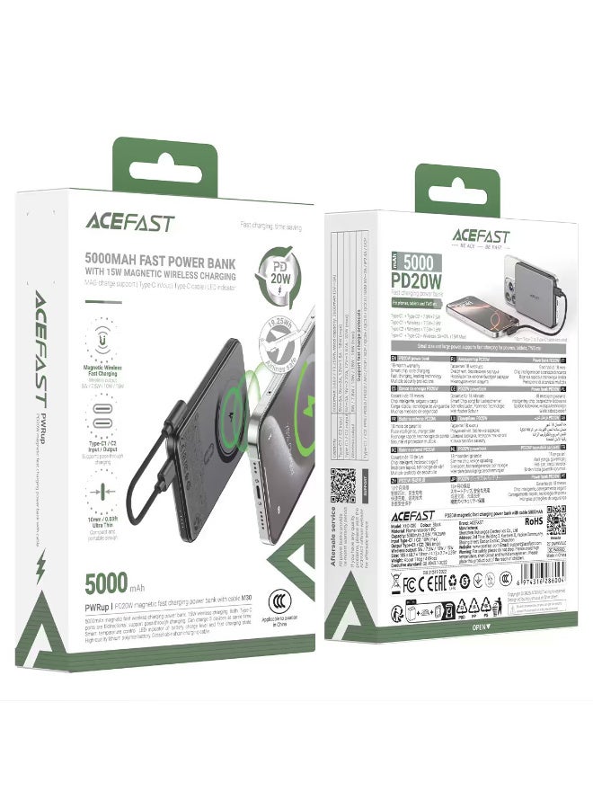 أسيفاست acefast بنك الطاقة المغناطيسي للشحن اللاسلكي السريع M30 PD20W بقدرة 5000 مللي أمبير في الساعة - Image 3