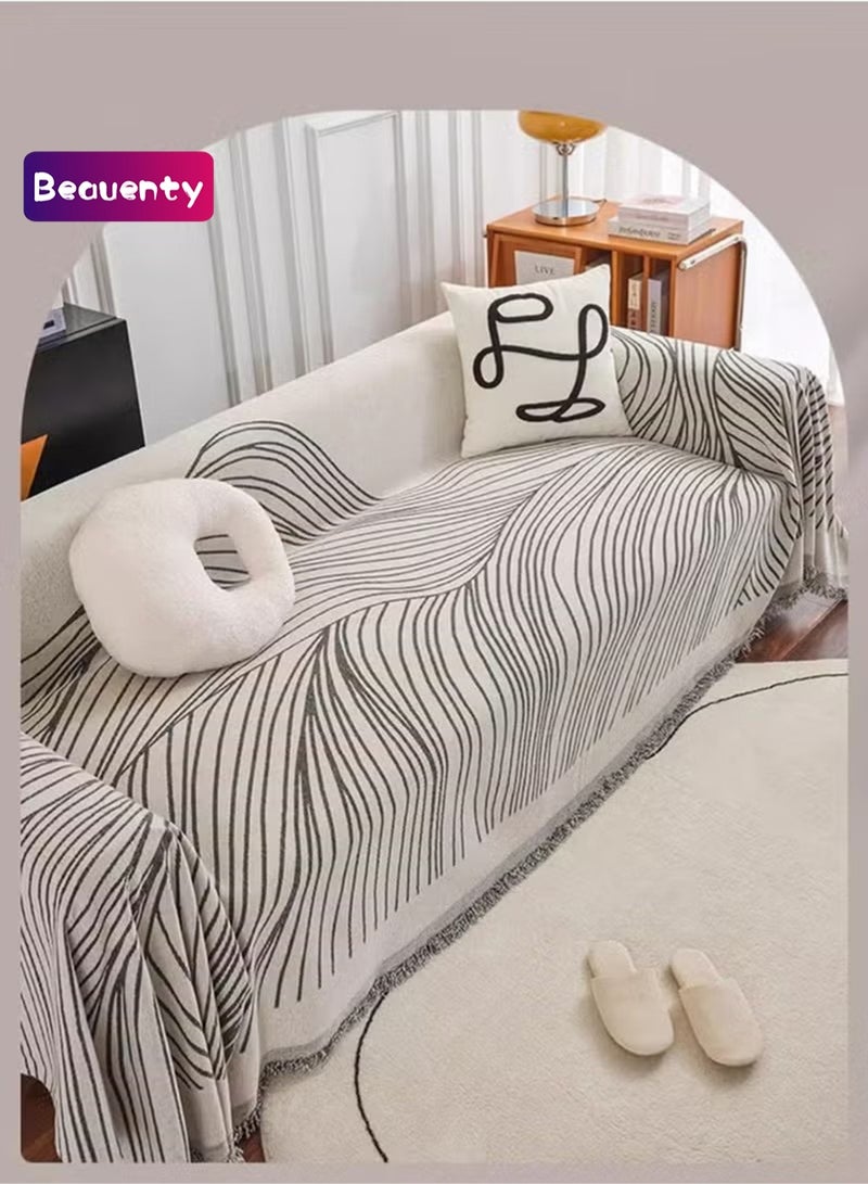 Beauenty 3 Seat Sofa Slipcover Soft Four Seasons Universal Sofa Slipcovers Simple And Fresh Style All-Inclusive Sofa Cover Furniture Cover 180*300CM - Image 1