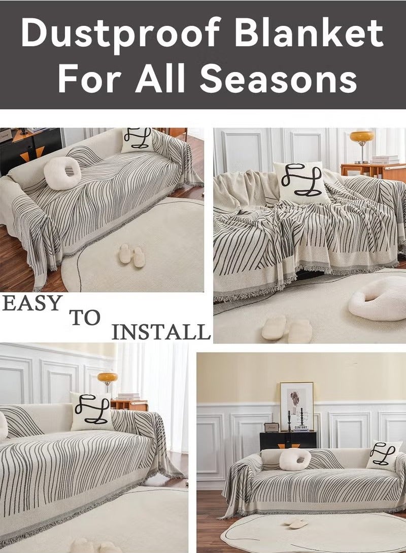 Beauenty 3 Seat Sofa Slipcover Soft Four Seasons Universal Sofa Slipcovers Simple And Fresh Style All-Inclusive Sofa Cover Furniture Cover 180*300CM - Image 5