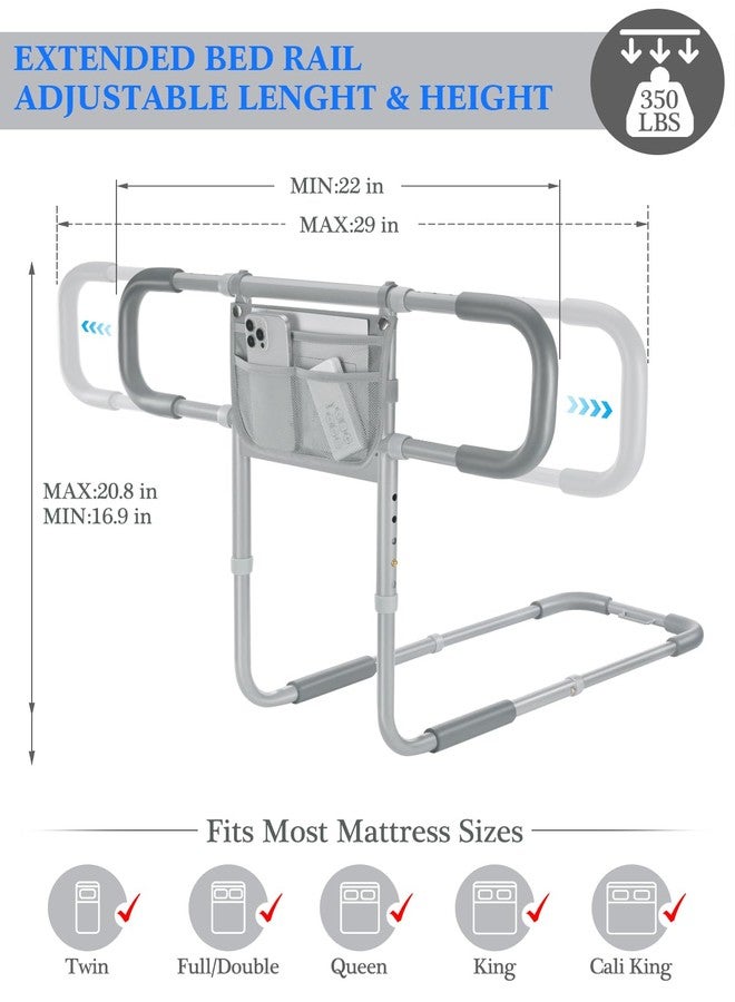 Siebenschläfer Bed Rails for Elderly Adults Safety, Extended Bed Assist Rail for Seniors - Adjustable Side Bed Guard Rails Handle Support Bar with Storage Bag, Fit King Queen Full Twin Bed - Image 2
