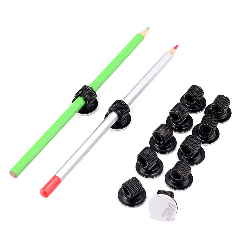 BTSKY Â® 12 Pack Black Plating Pen Holder Clips- Self Adhesive Pen Pencil Holder Pen Clip Holder with Adjustable Spring Loop Fit any Size Pens Markers Use in Home Office Whiteboard Kitch Car - Image 2